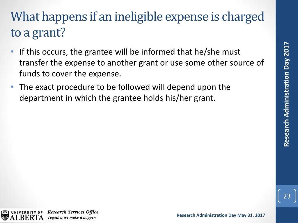 what happens if an ineligible expense is charged