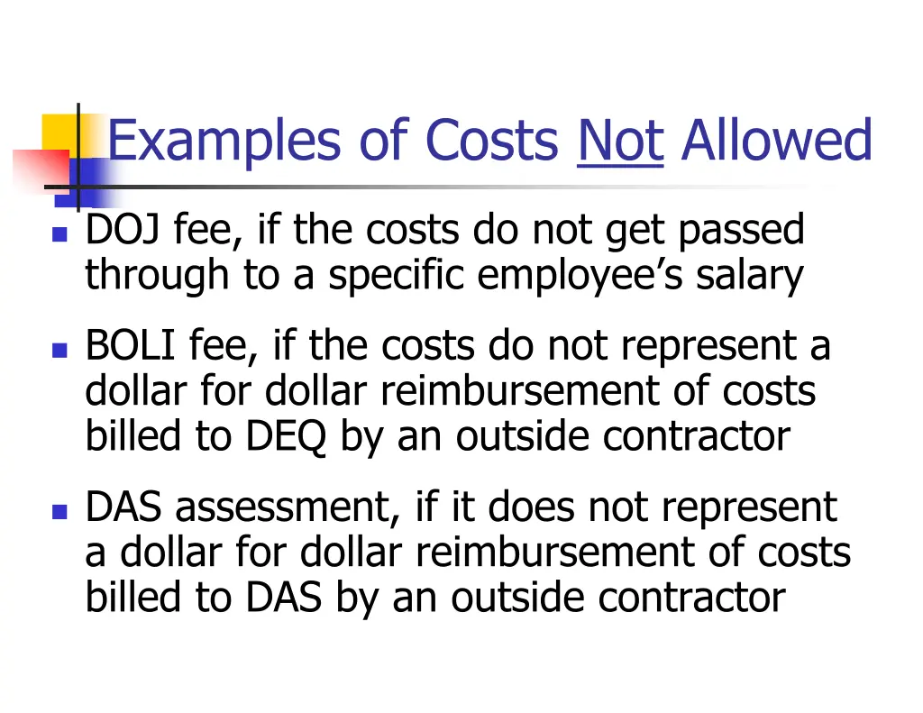 examples of costs not allowed