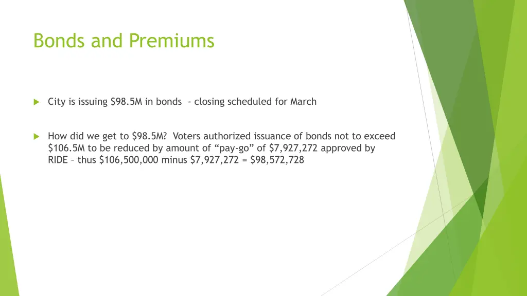 bonds and premiums