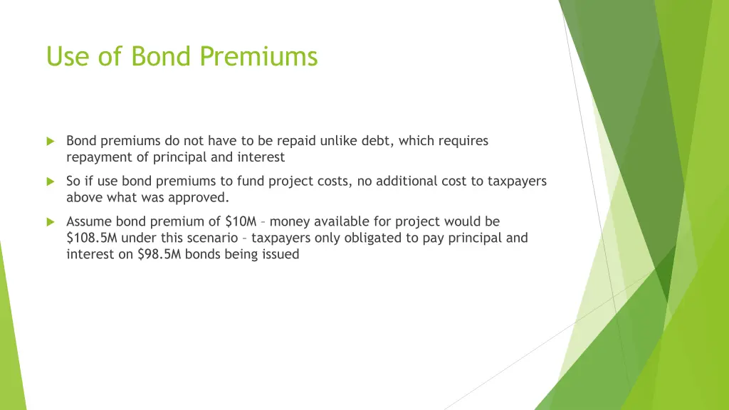 use of bond premiums