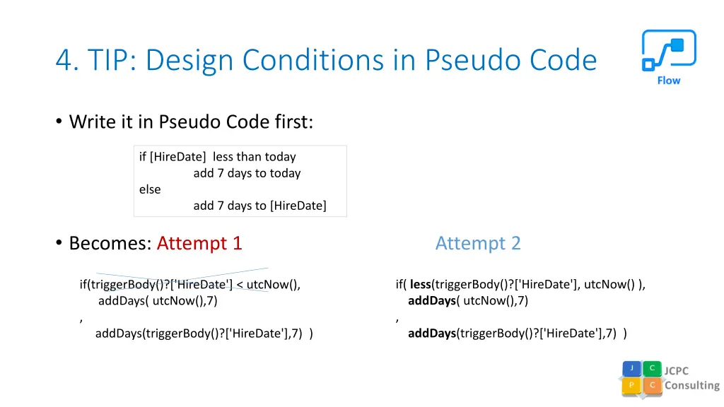 4 tip design conditions in pseudo code