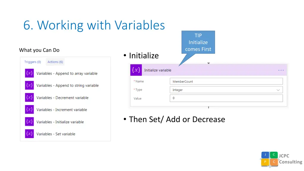 6 working with variables