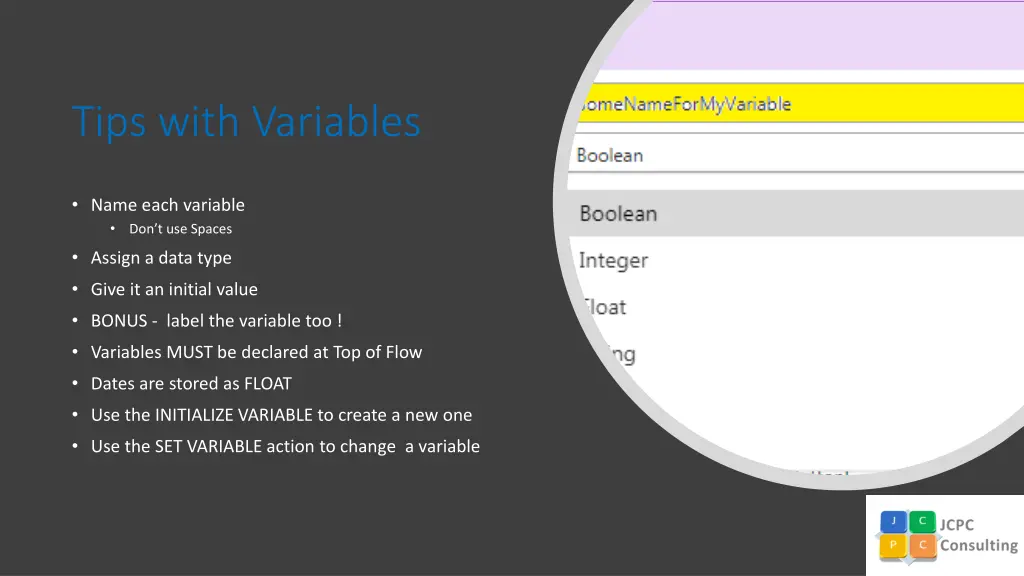 tips with variables