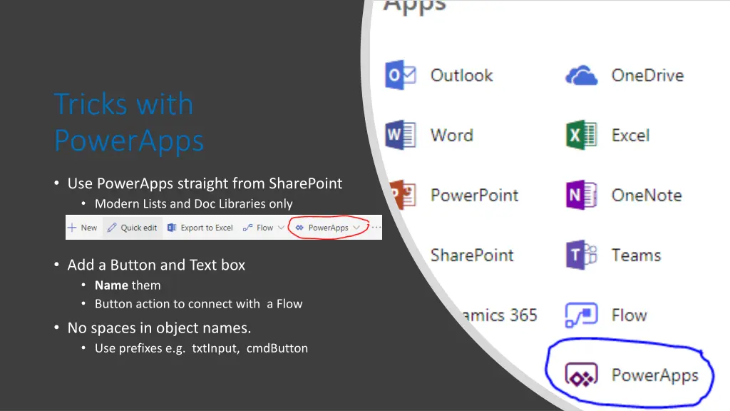 tricks with powerapps