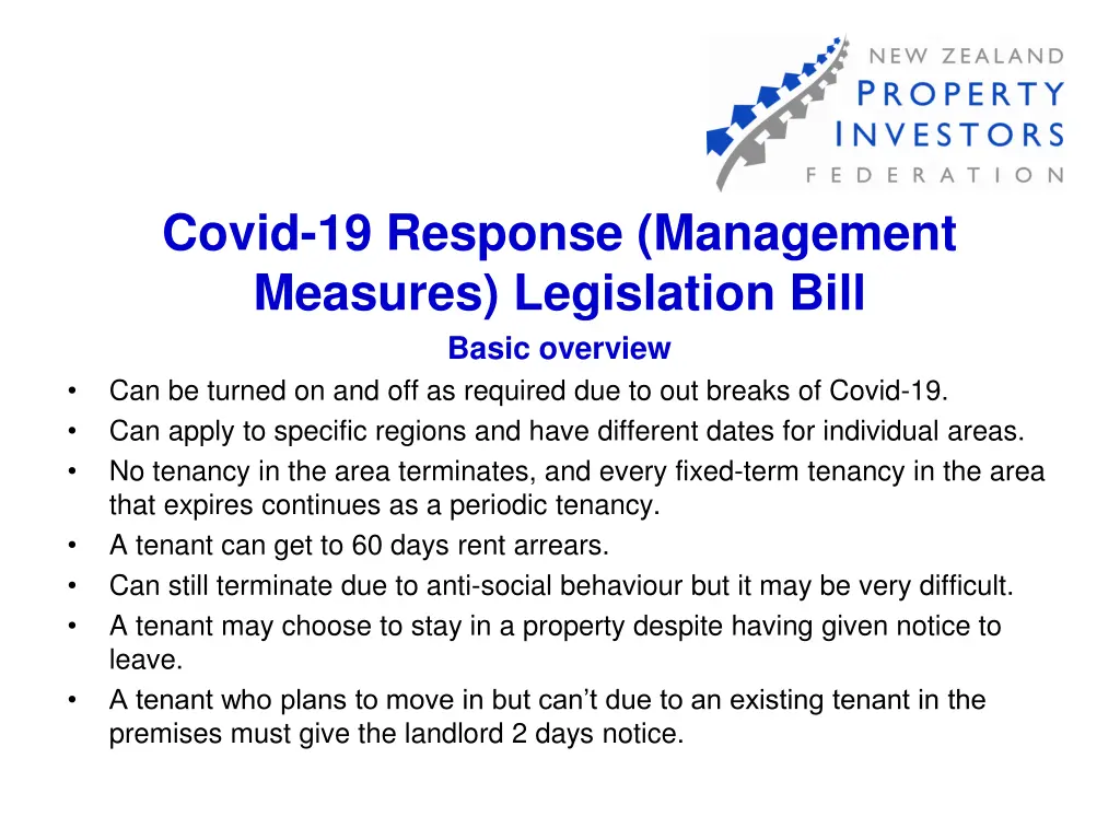 covid 19 response management measures legislation