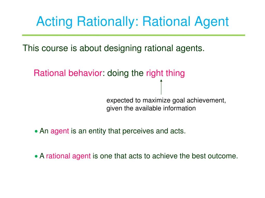 acting rationally rational agent