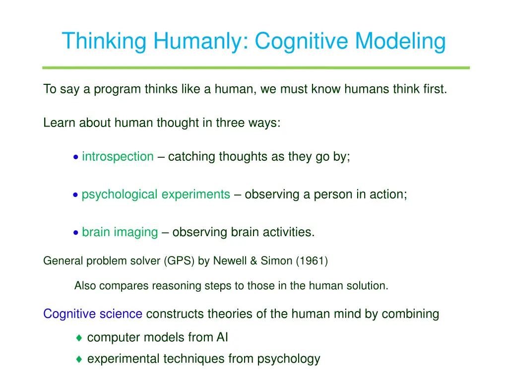 thinking humanly cognitive modeling