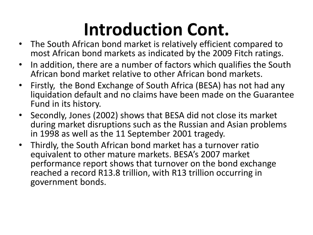 introduction cont the south african bond market