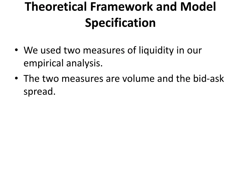 theoretical framework and model specification