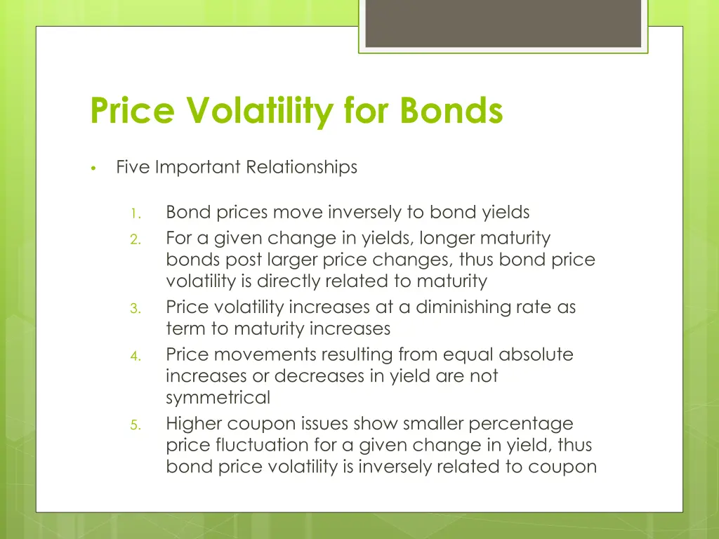 price volatility for bonds