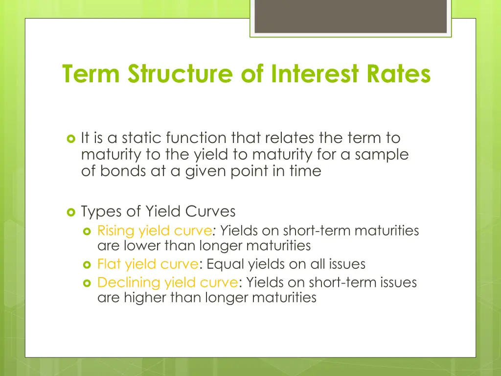 term structure of interest rates