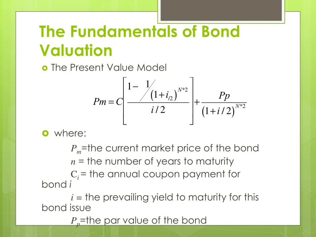 the fundamentals of bond valuation the present