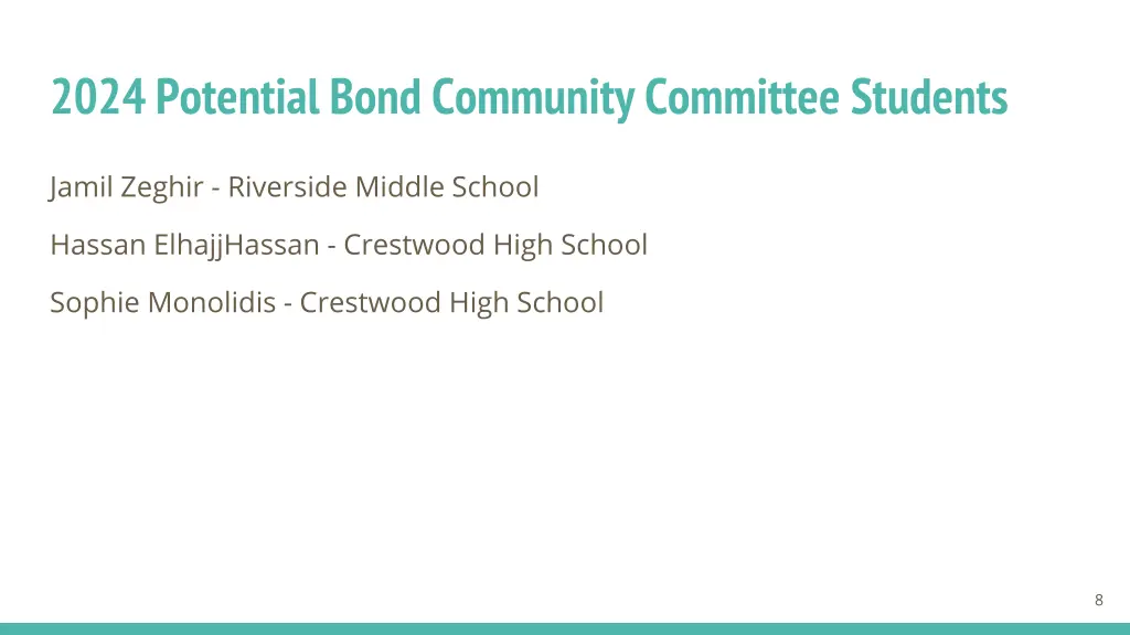 2024 potential bond community committee students