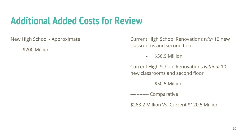 additional added costs for review