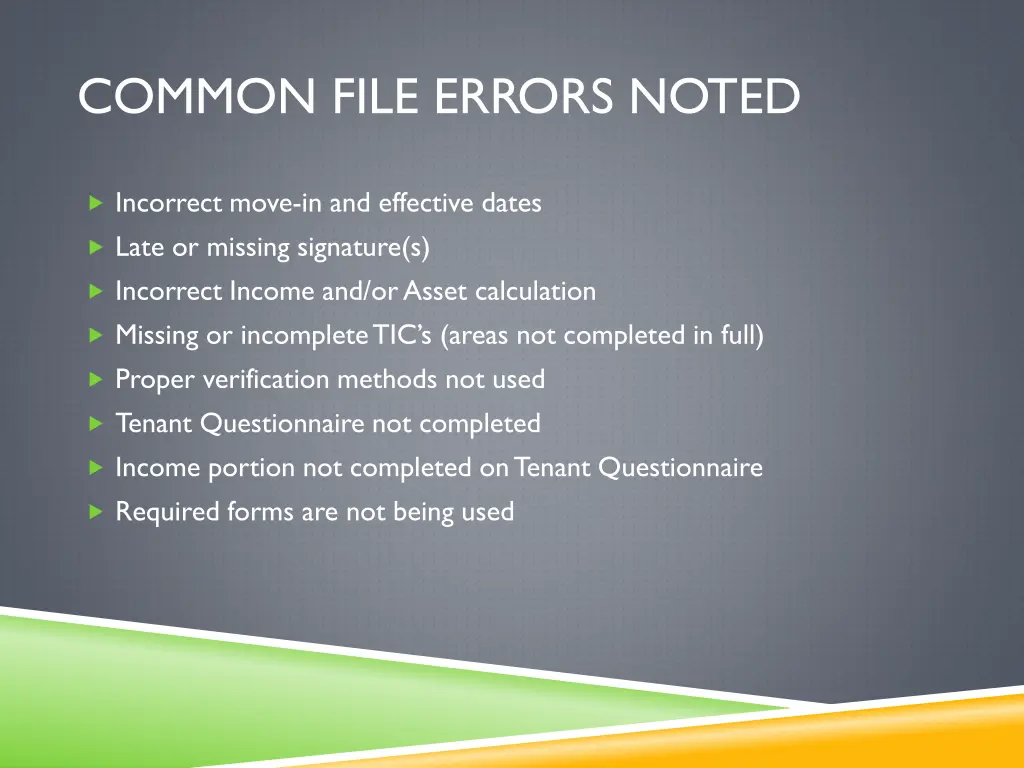 common file errors noted