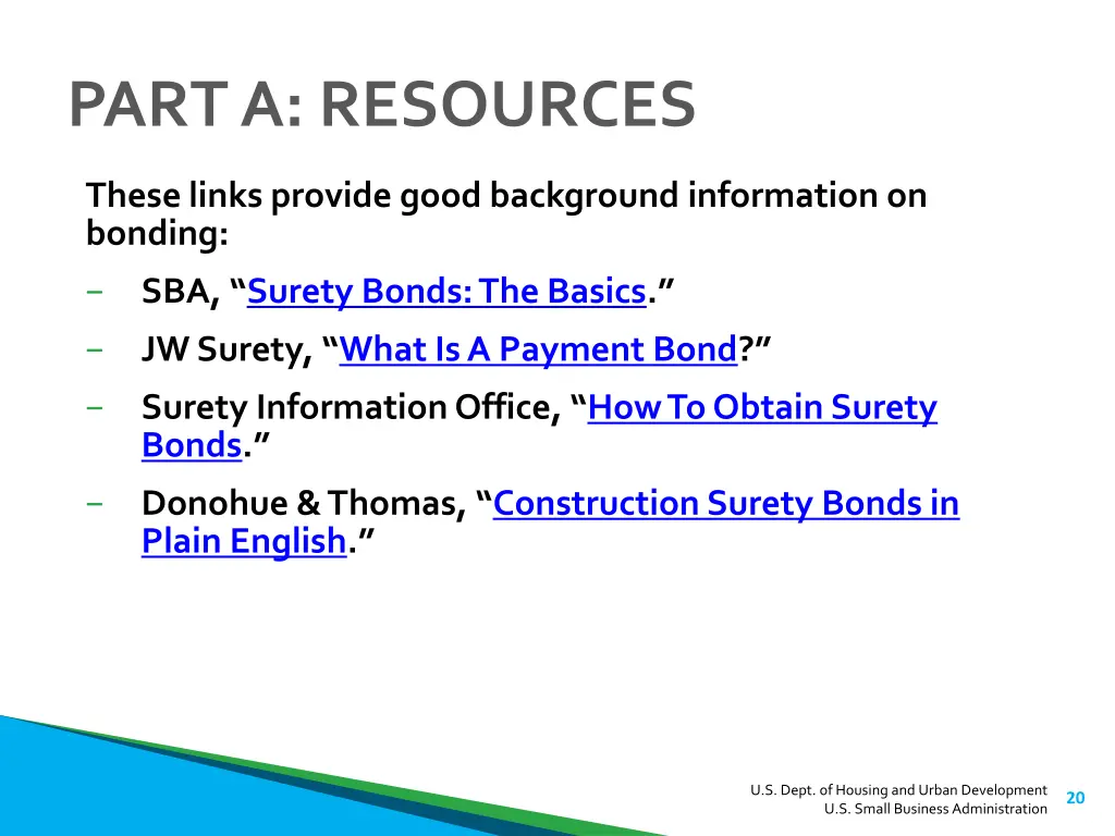 part a resources