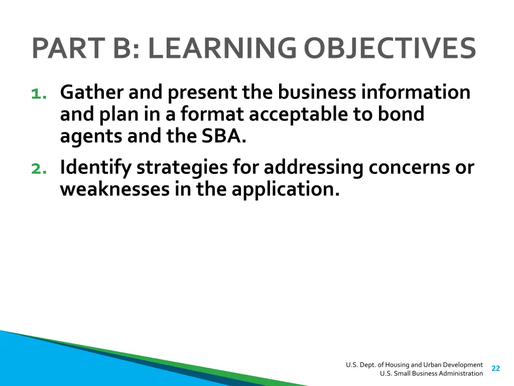 part b learning objectives