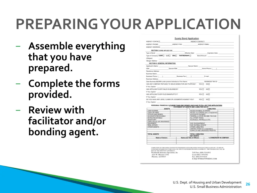 preparing your application