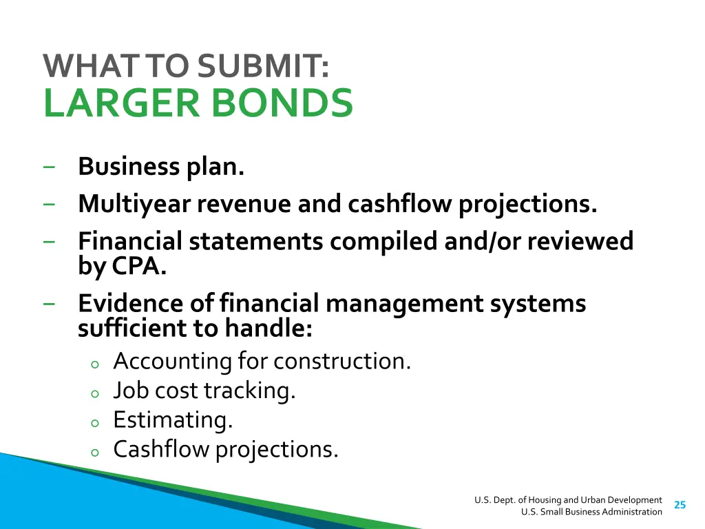 what to submit larger bonds