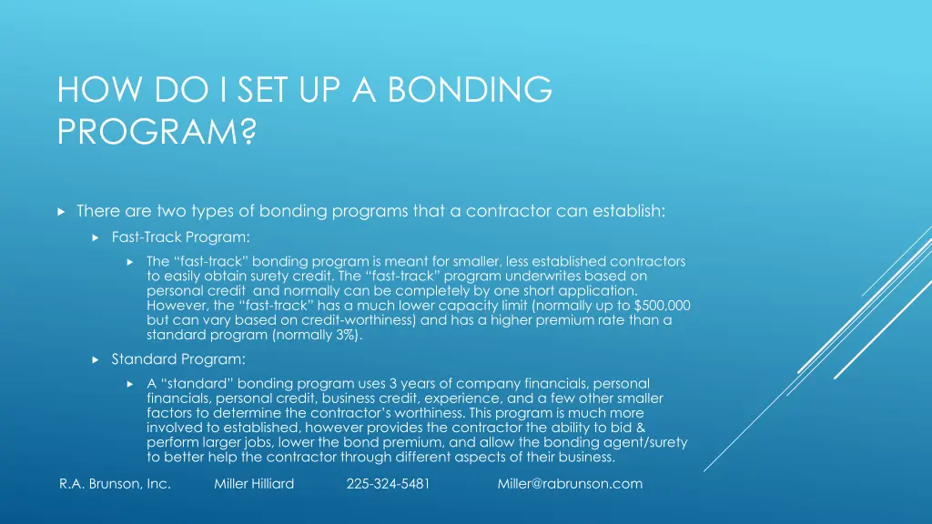 how do i set up a bonding program