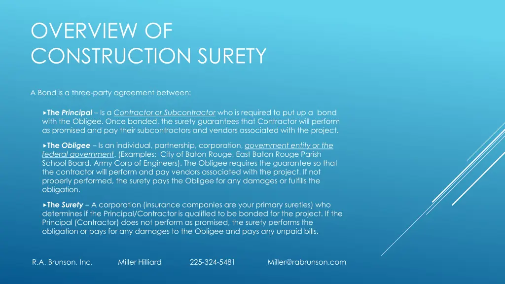 overview of construction surety