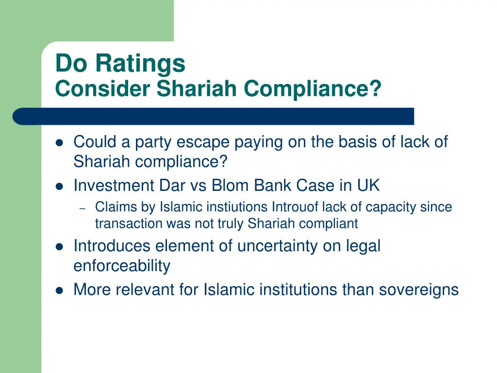 do ratings consider shariah compliance