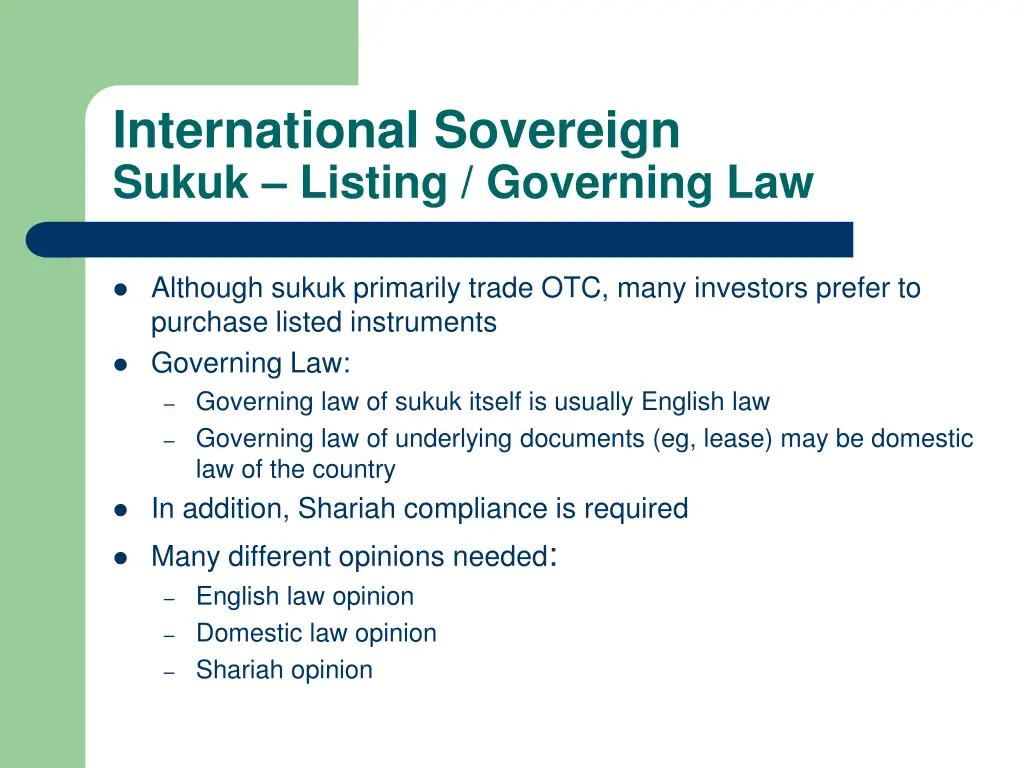 international sovereign sukuk listing governing