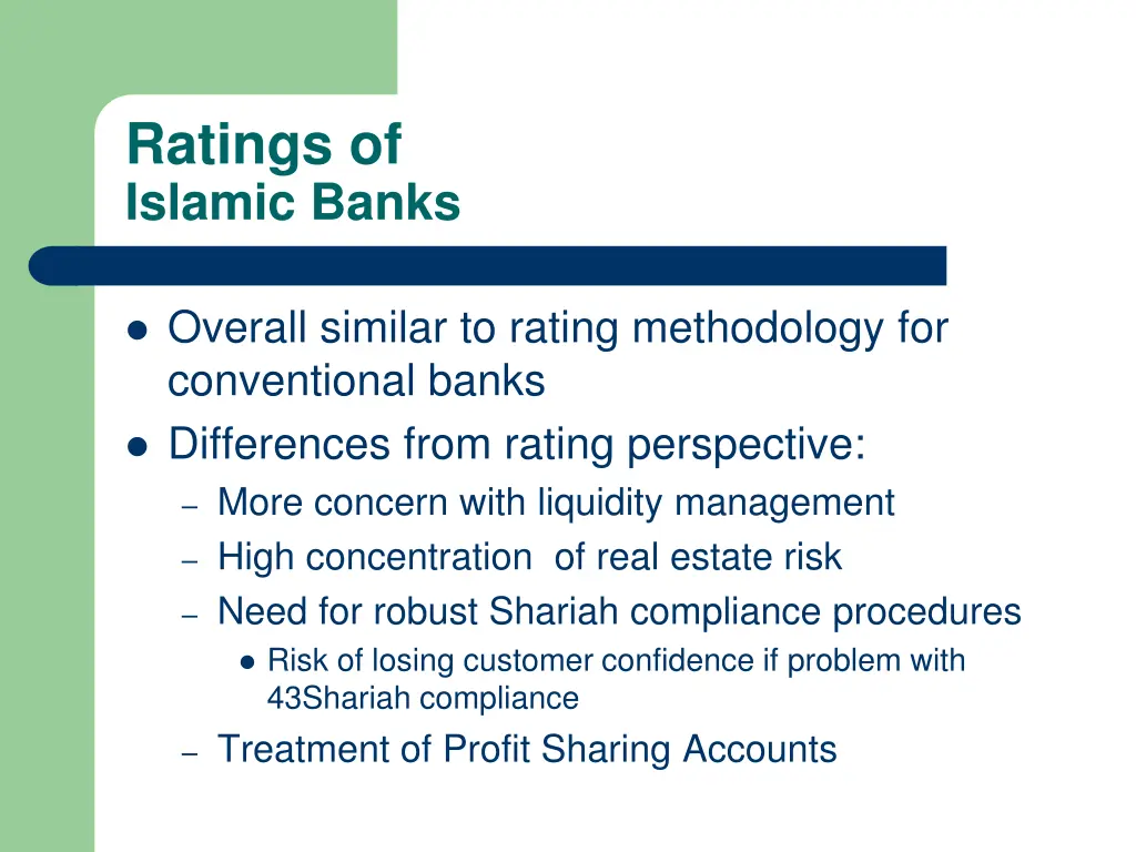 ratings of islamic banks