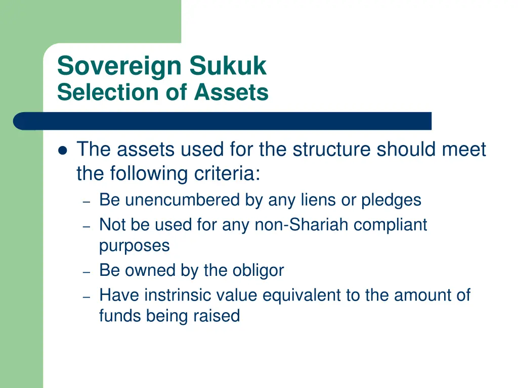 sovereign sukuk selection of assets