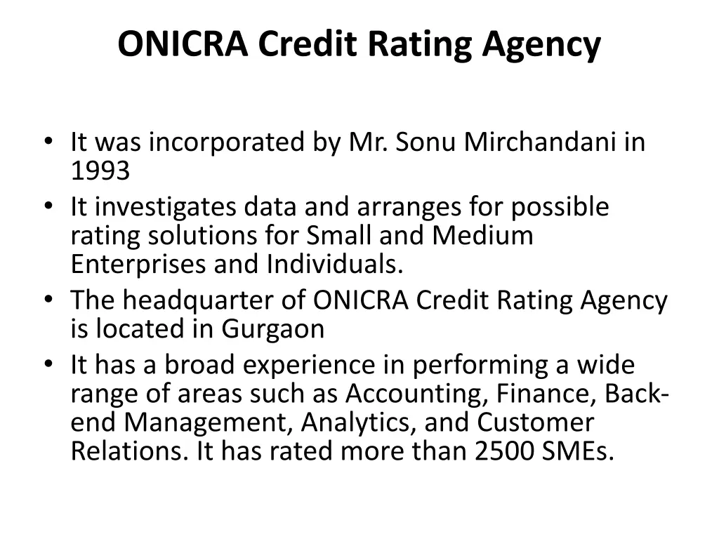 onicra credit rating agency