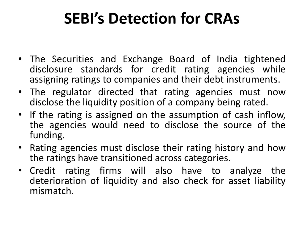 sebi s detection for cras