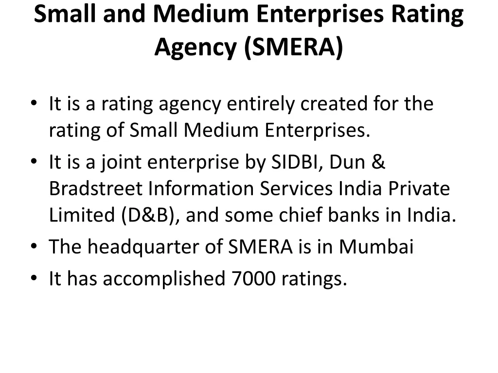 small and medium enterprises rating agency smera