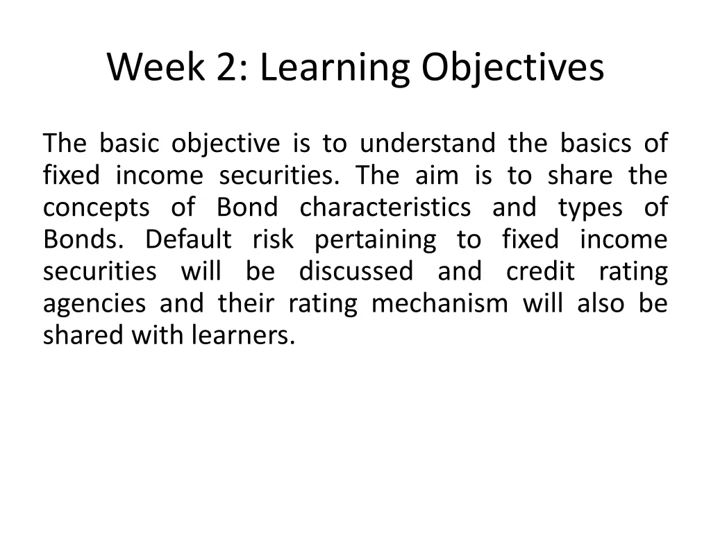 week 2 learning objectives