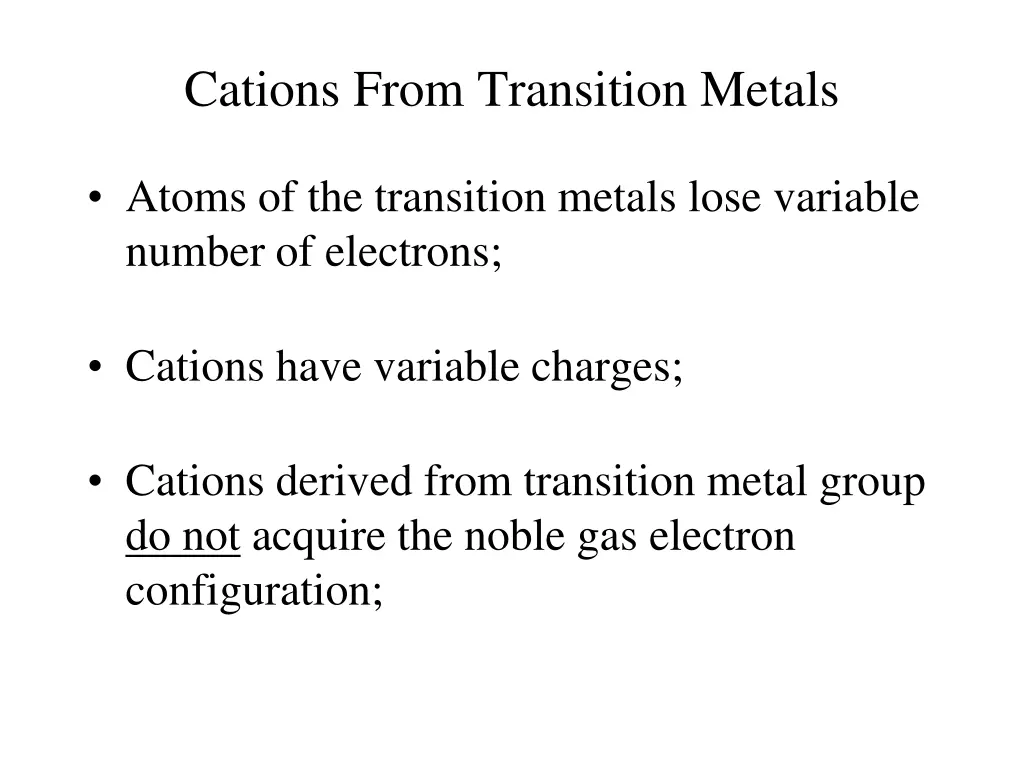 cations from transition metals