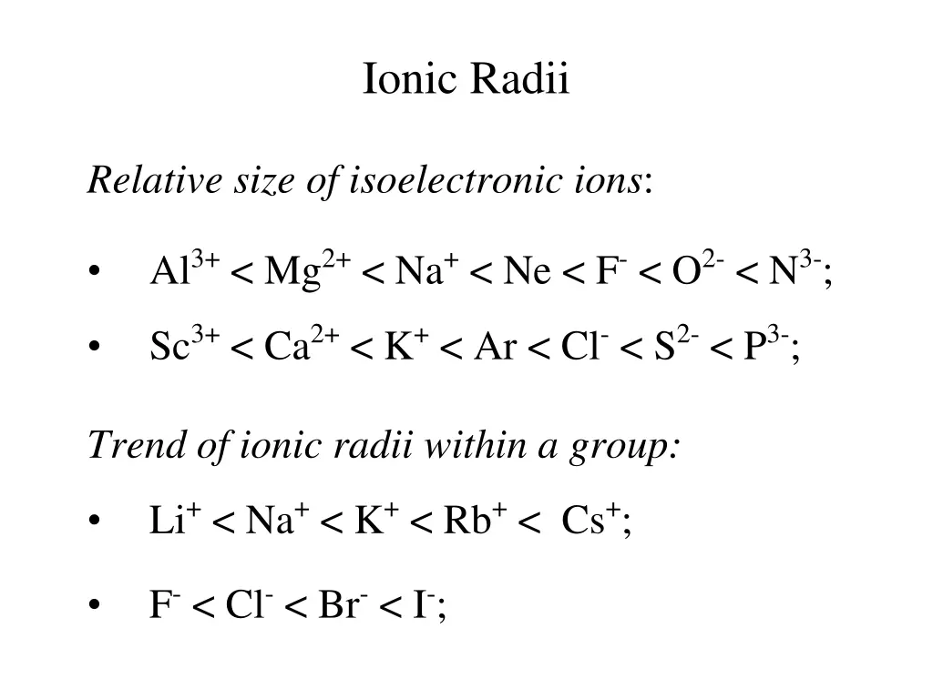 ionic radii