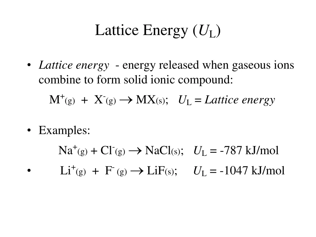 lattice energy u l