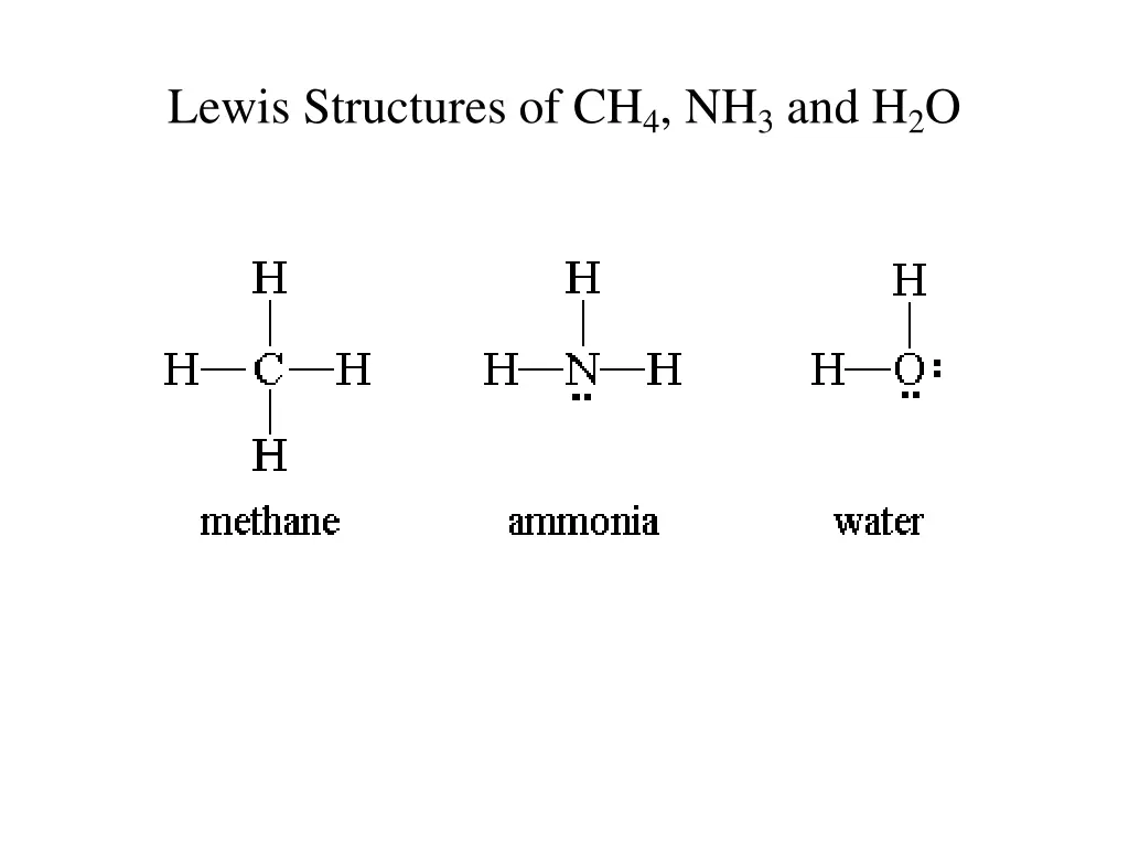 lewis structures of ch 4 nh 3 and h 2 o