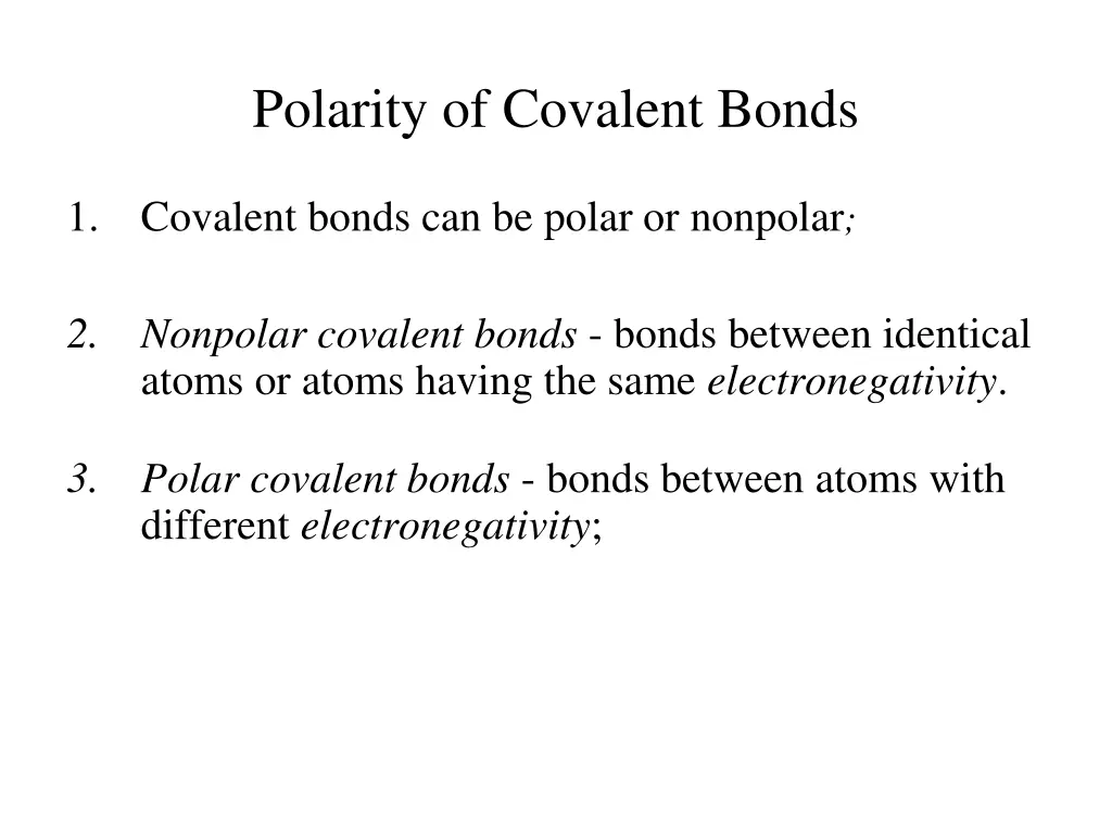 polarity of covalent bonds