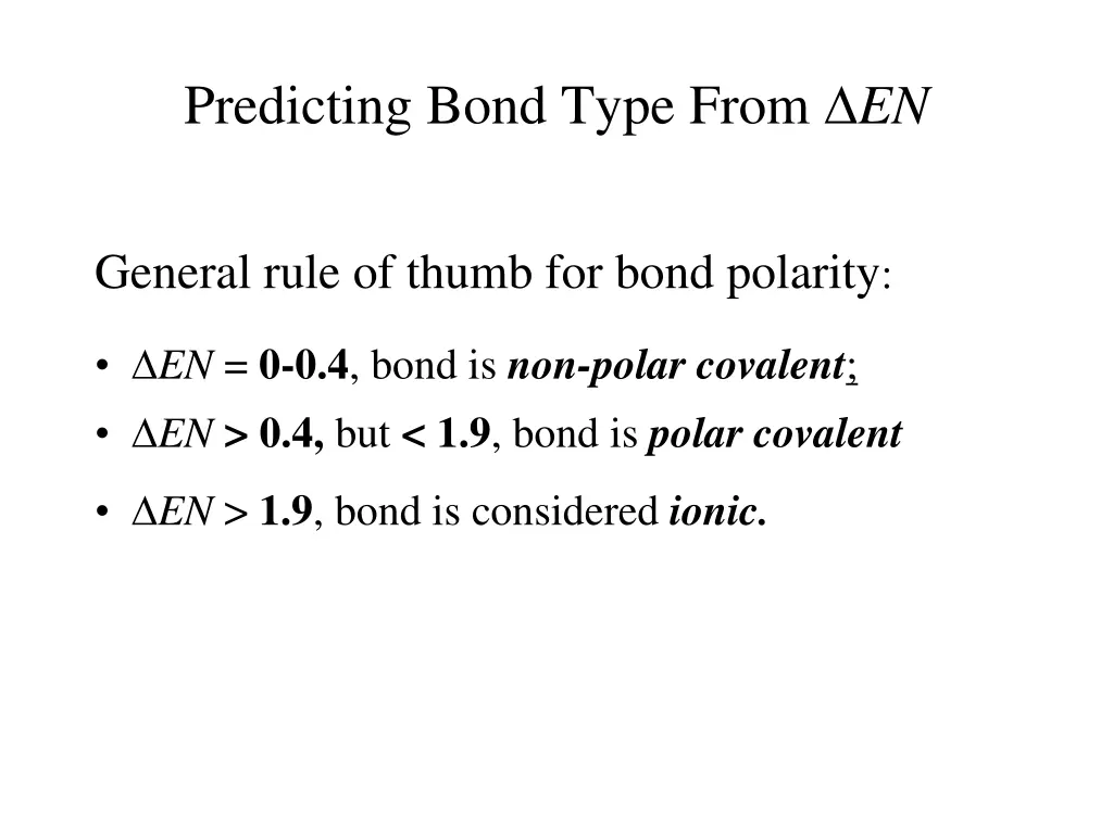 predicting bond type from en