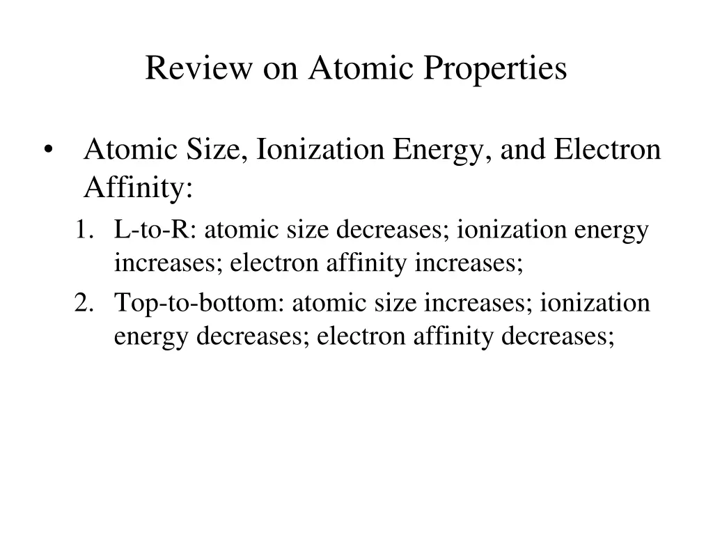 review on atomic properties