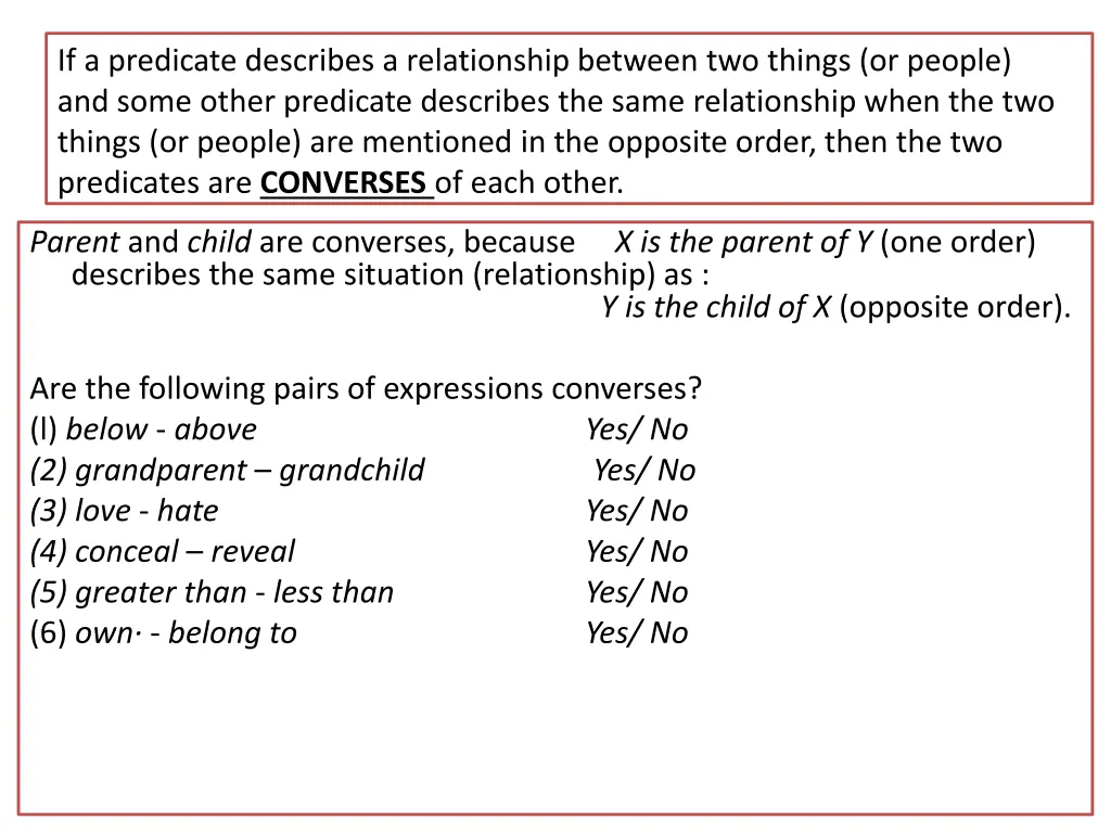 if a predicate describes a relationship between