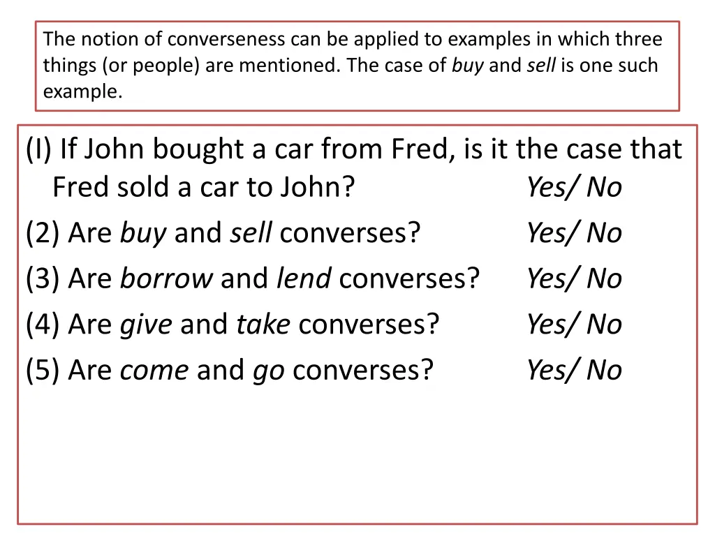 the notion of converseness can be applied