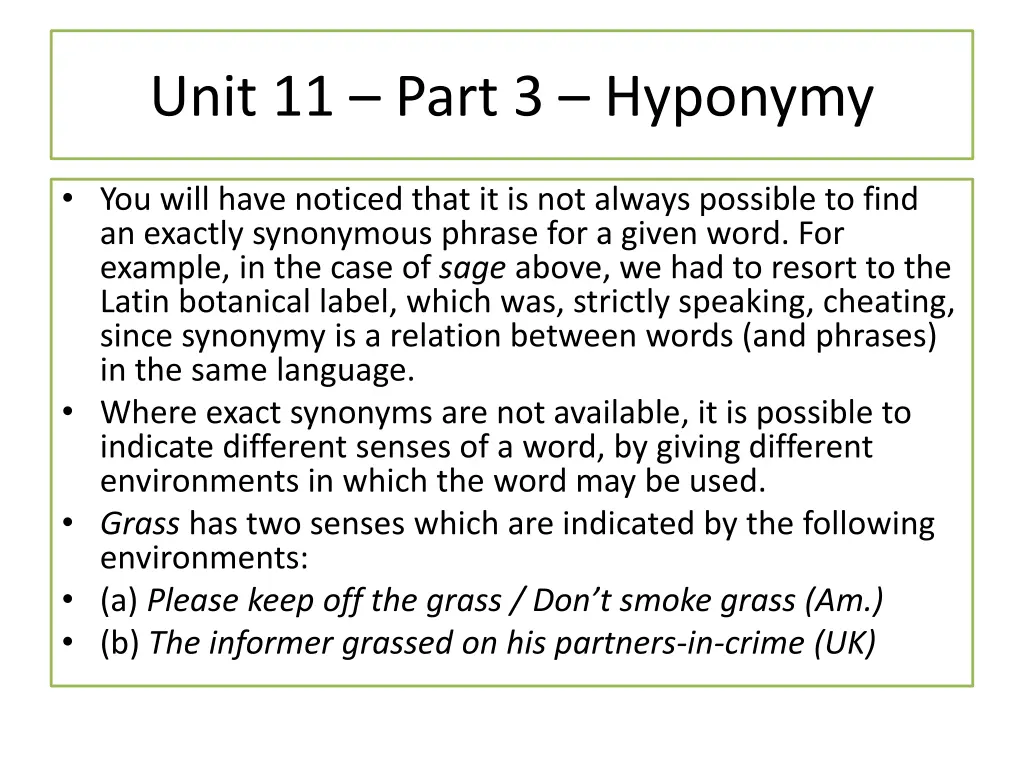 unit 11 part 3 hyponymy