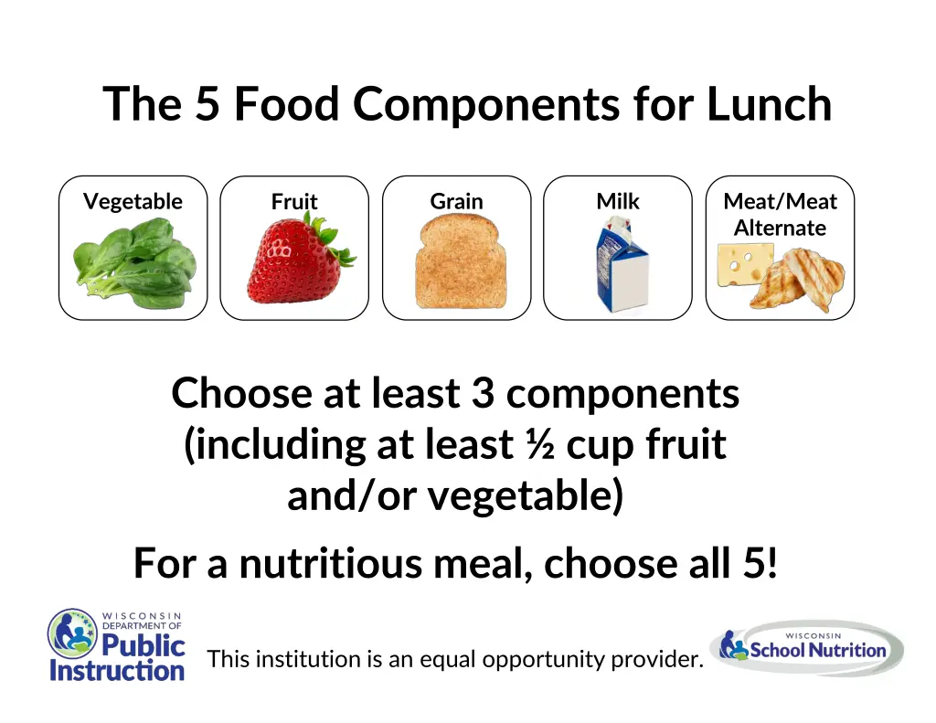 the 5 food components for lunch