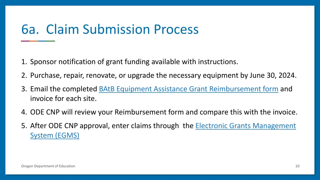 6a claim submission process