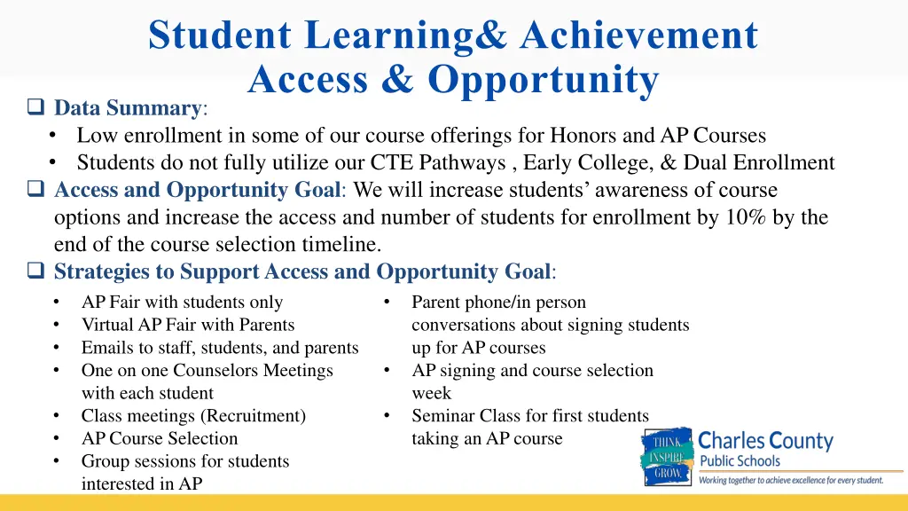 student learning achievement access opportunity