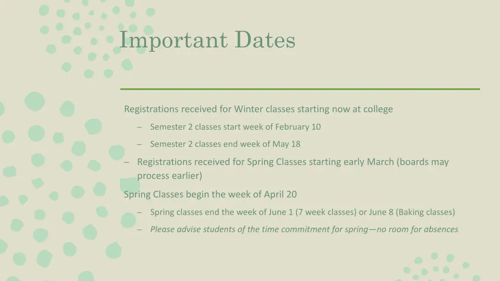 important dates