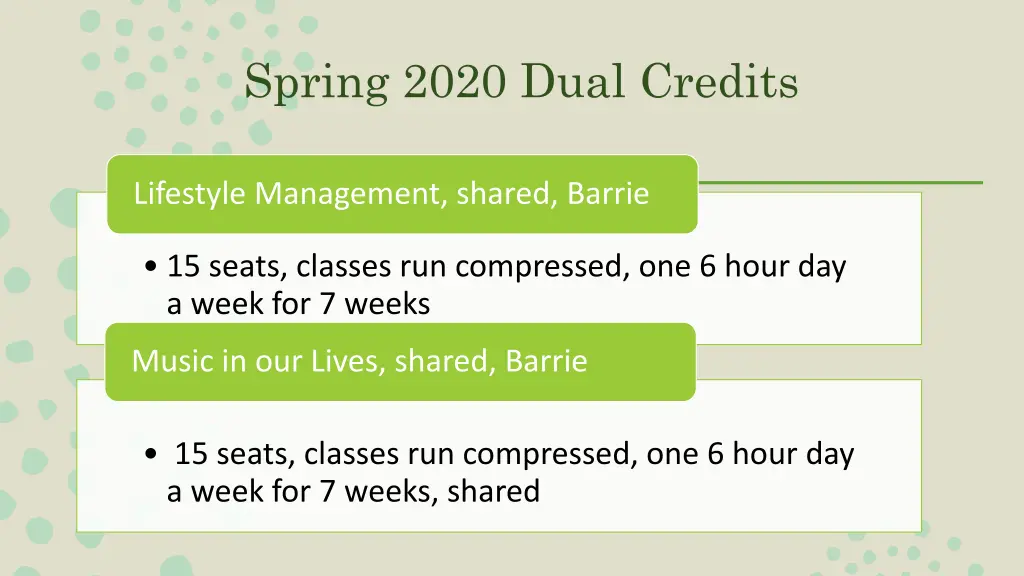 spring 2020 dual credits 2