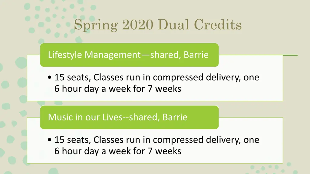 spring 2020 dual credits 3