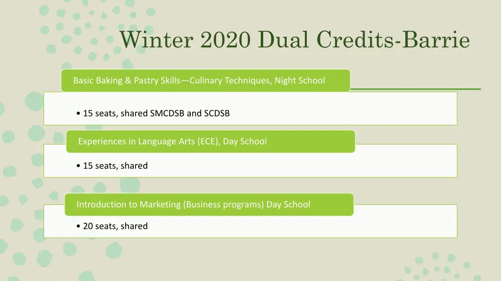 winter 2020 dual credits barrie